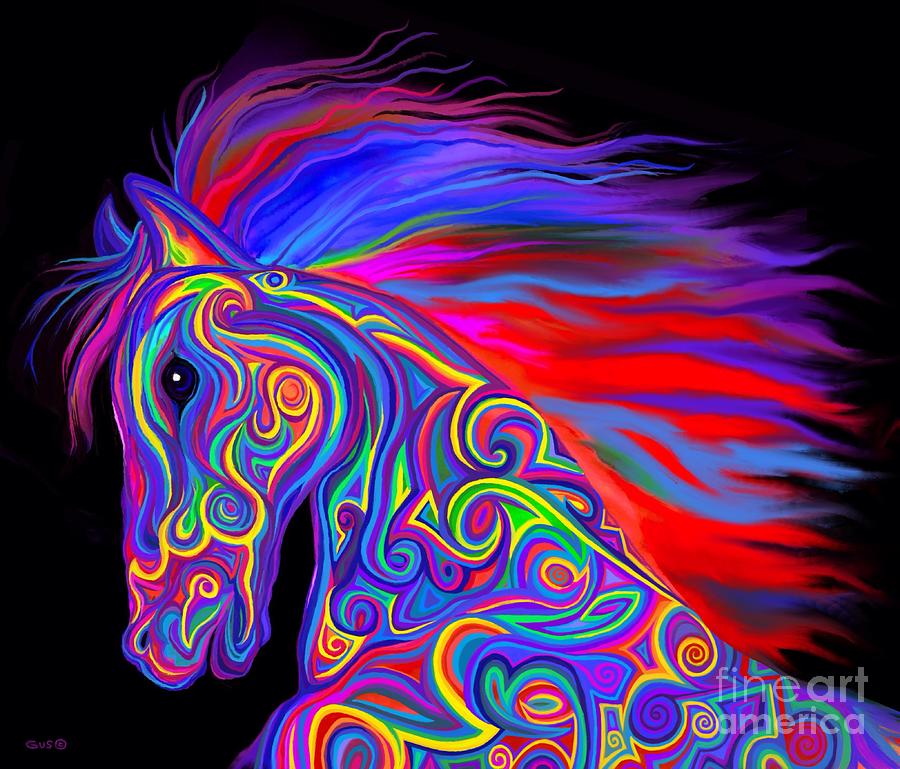 Rainbow Tribal Stallion Digital Art