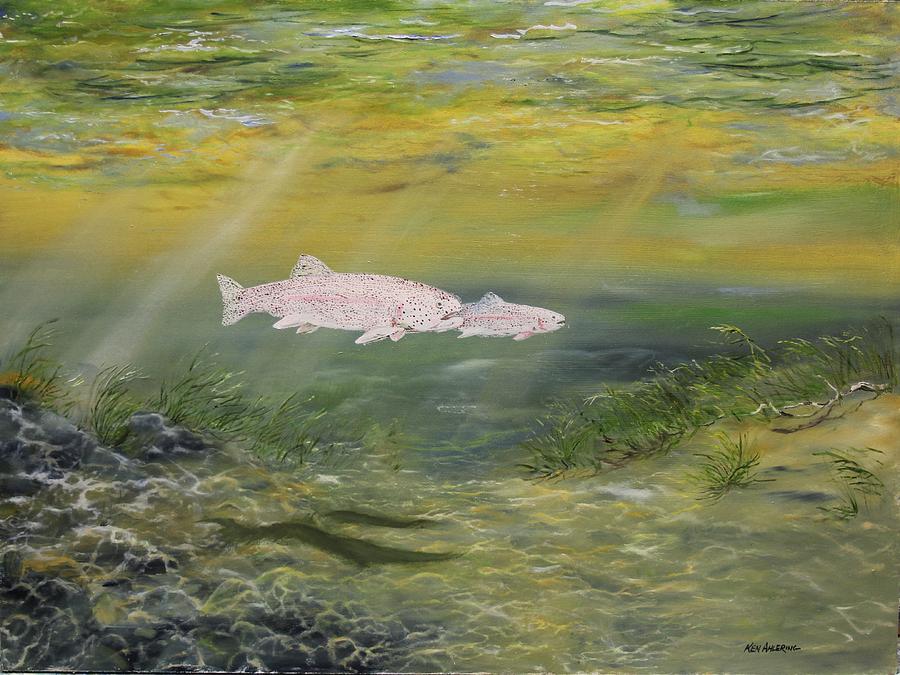 Rainbow Trout Painting by Ken Ahlering