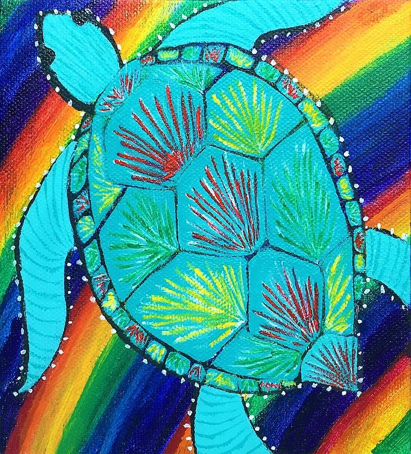 Rainbow Turtle Painting by Sue Gurland