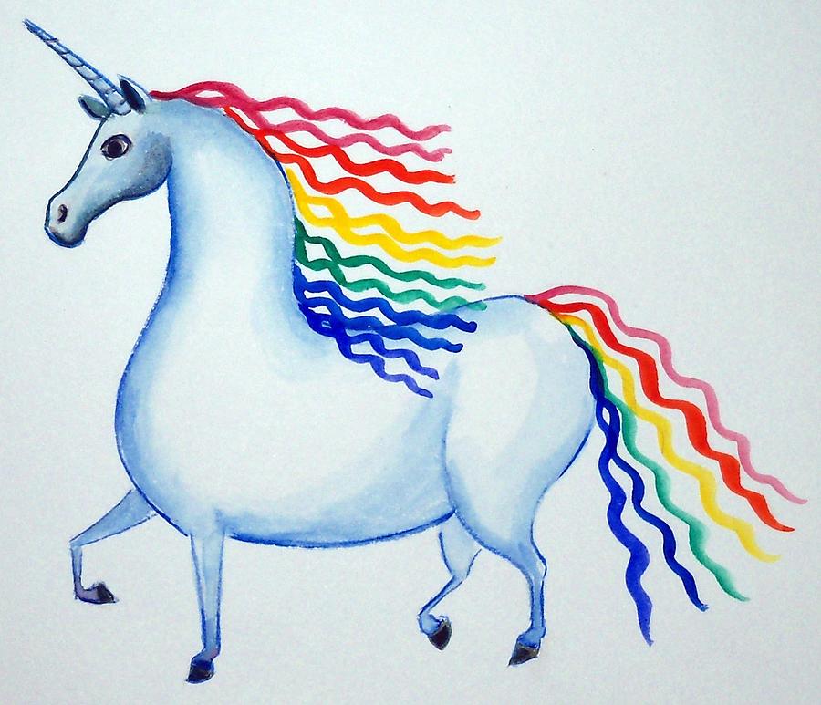 Rainbow Unicorn Painting by Debbie Criswell