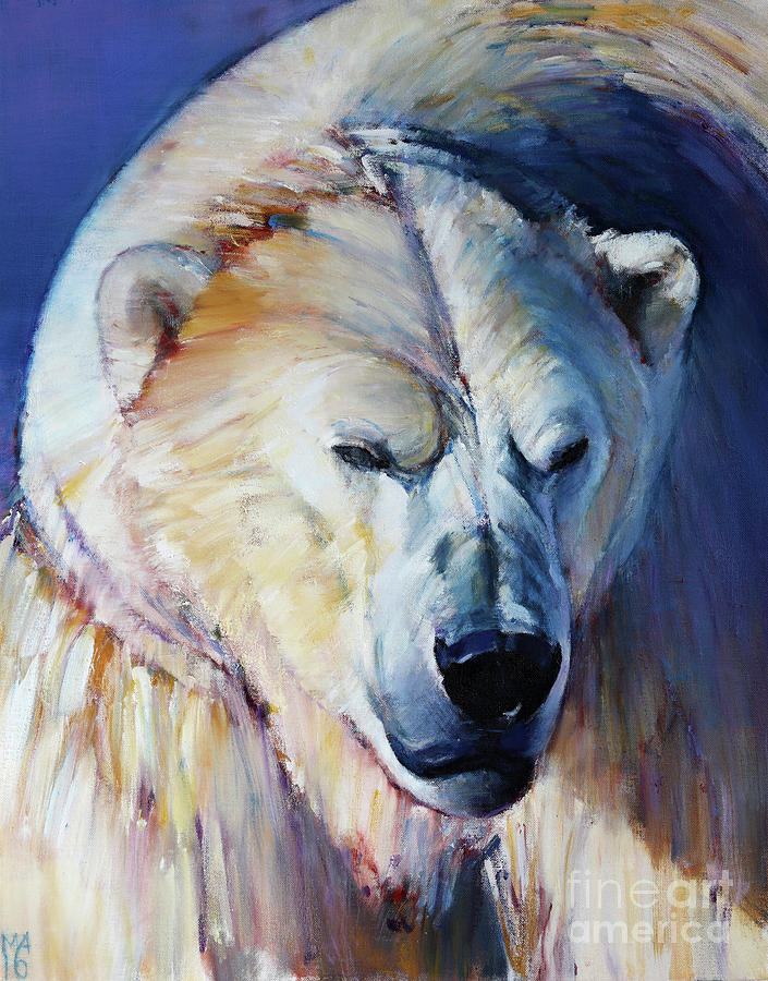 Polar Bear Painting - Rainbow Warrior by Mark Adlington