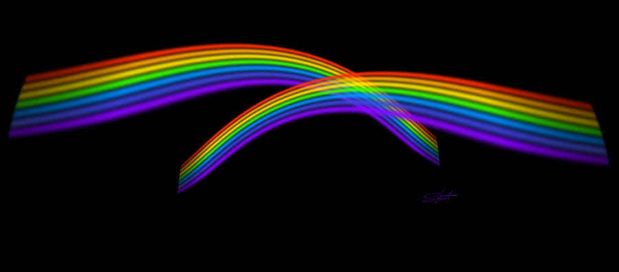 Rainbow Digital Art - Rainbow Waves by Charles Stuart