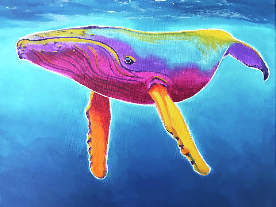 Whale Painting - Rainbow Whale by Dawg Painter