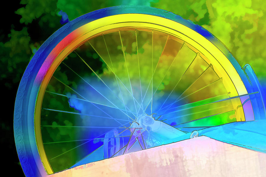 Abstract Digital Art - Rainbow Wheel by Terry Davis
