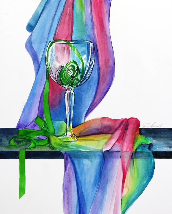 Rainbow Wine Glass Painting by Jane Loveall