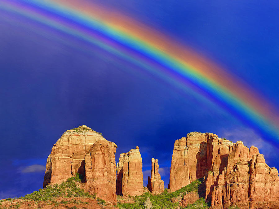 Rainbow Over Cathedral Rock Sedona Painting by Dominic Piperata