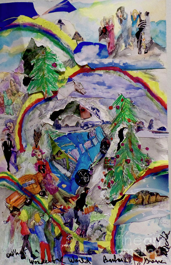 Landscape Mixed Media - Rainbows and Christmas Trees by Barb Greene Mann
