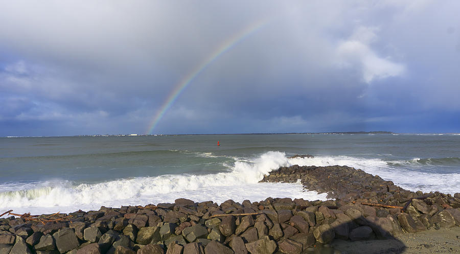 Rainbows and Rough Seas Photograph by Cathy Anderson