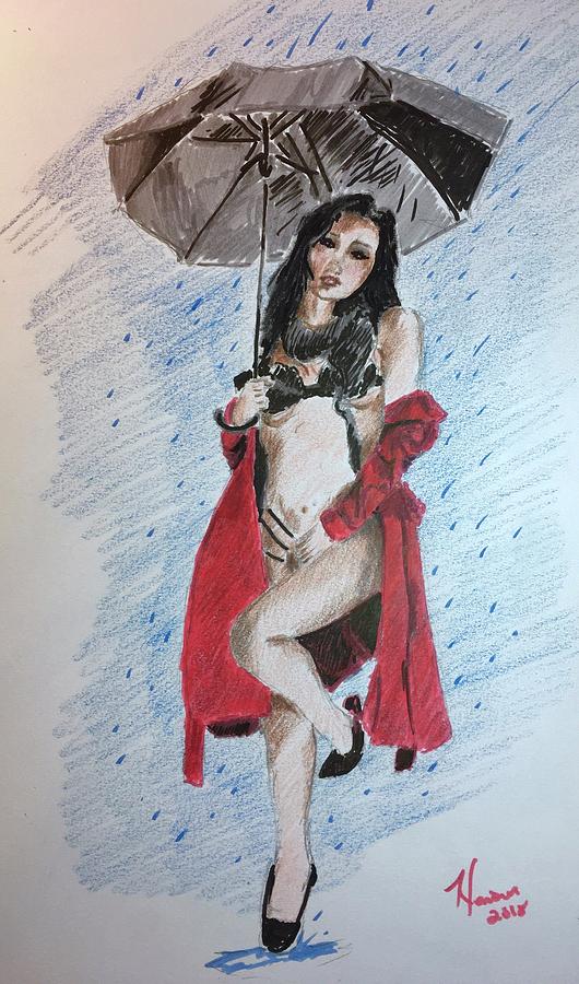 Portrait Drawing - Raindrop prelude by James Henderson