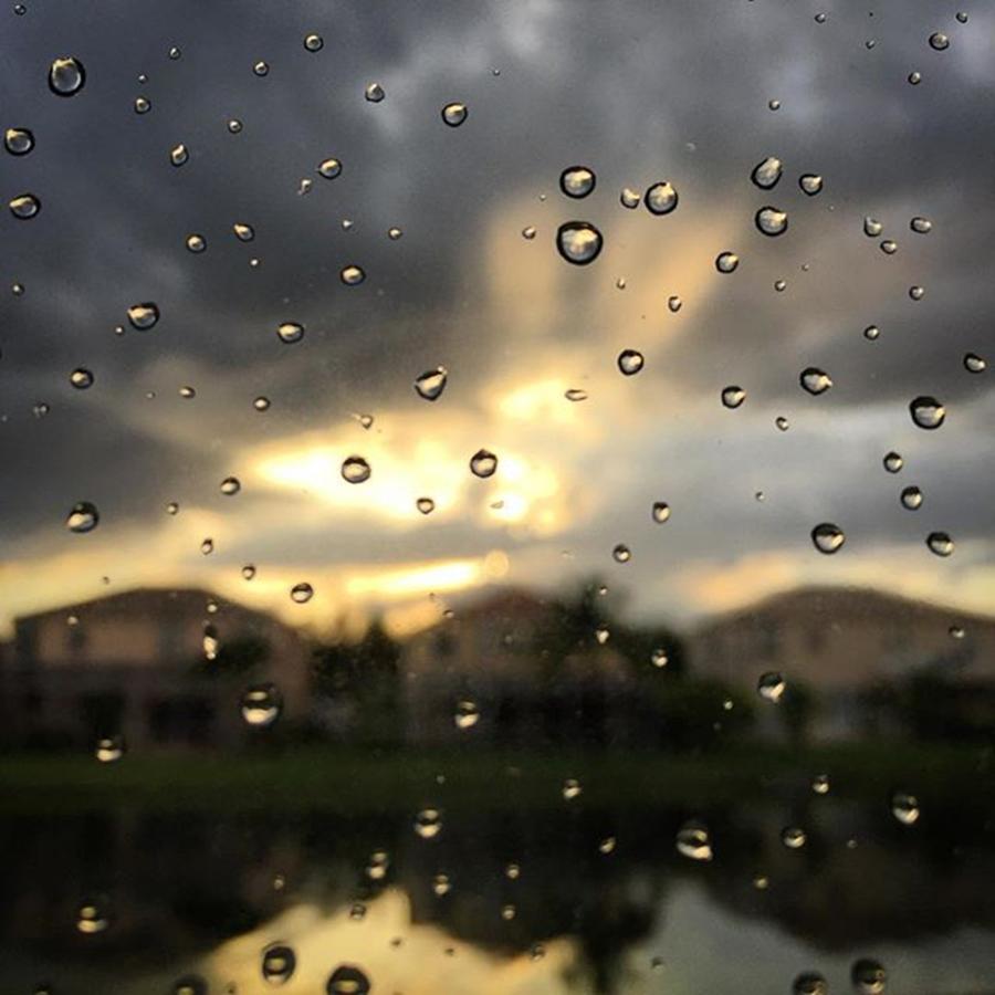 Sunset Photograph - Raindrops On Window At Sunset by Juan Silva