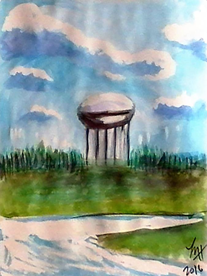 Raines Road Watertower Painting by Loretta Nash