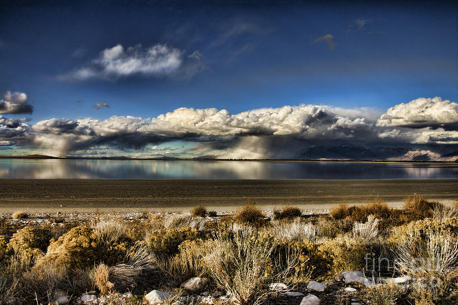 Nature Photograph - Rainfall over the Salt lake by Douglas Barnard