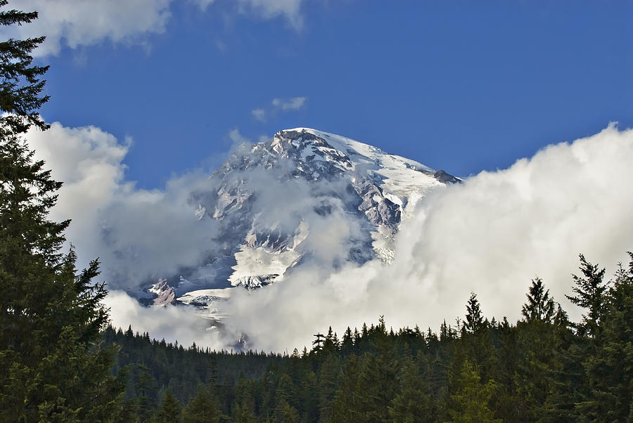 Rainier in the Clouds Photograph by John Christopher