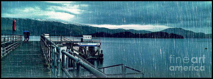 Raining At Luss Pier  Photograph by Joan-Violet Stretch