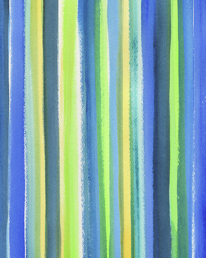 Raining Blue Yellow And Green Painting by Irina Sztukowski