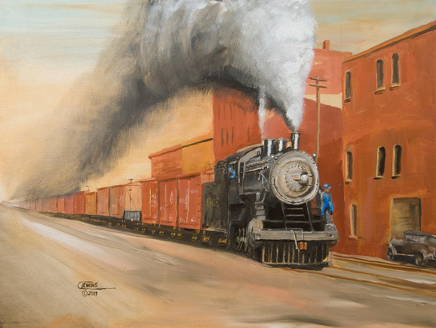 Train Painting - Raining Cinders by Christopher Jenkins