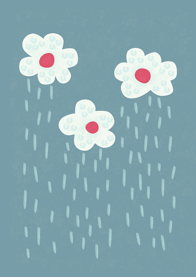 Raining Flowery Clouds Digital Art by Boriana Giormova