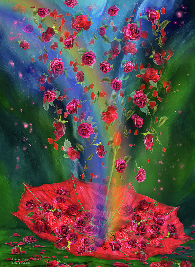 Raining Roses 2 Mixed Media by Carol Cavalaris