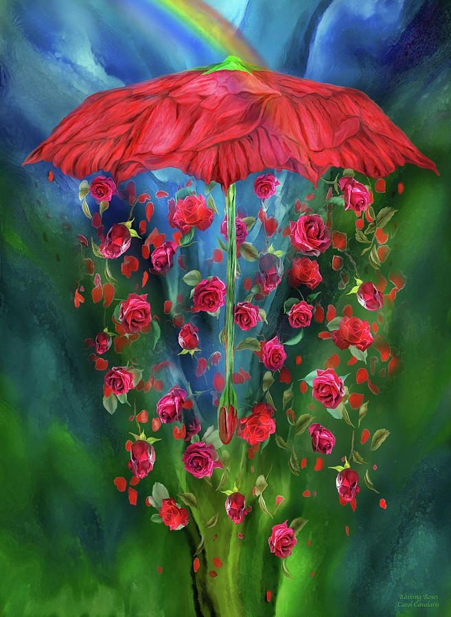 Raining Roses Mixed Media by Carol Cavalaris