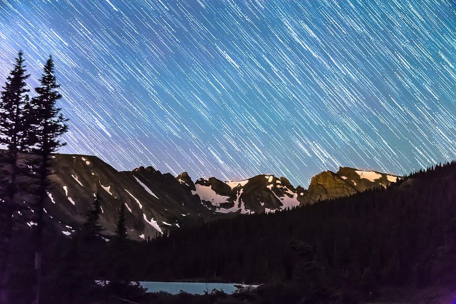 Raining Stars Over Longs Lake and The Indian Peaks Photograph by James BO Insogna