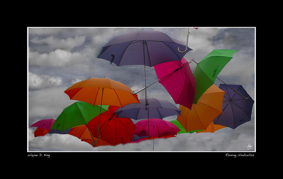 Abstract Photograph - Raining Umbrellas Poster by Wayne King