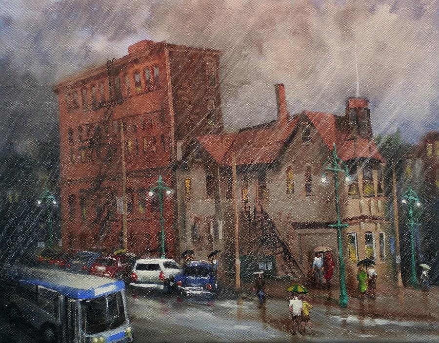 Rainy Afternoon Milwaukee Painting by Tom Shropshire