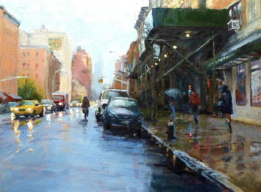 Rainy Afternoon on Amsterdam Avenue Painting by Peter Salwen