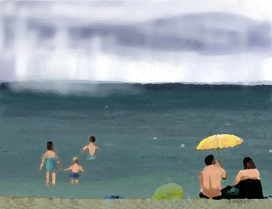 Rainy Beach Digital Art by Arline Wagner