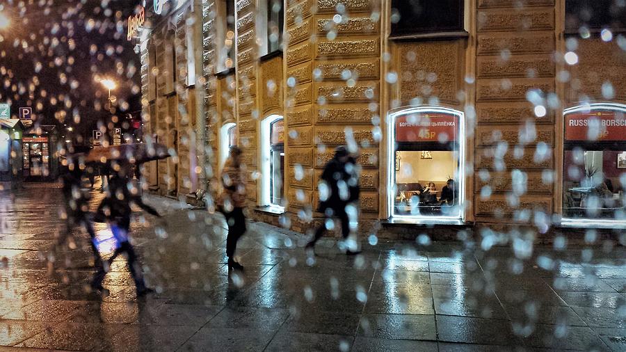 Rainy City. Window With Drops. View Of Saint Petersburg Photograph