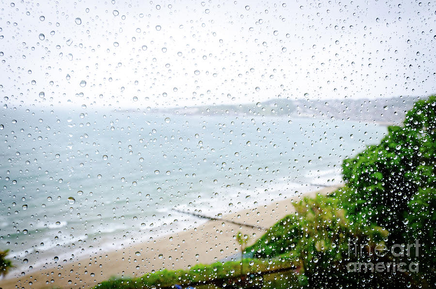 Beach Photograph - RAINY DAY beach holiday vacation rain indoors window seaside by Andy Smy