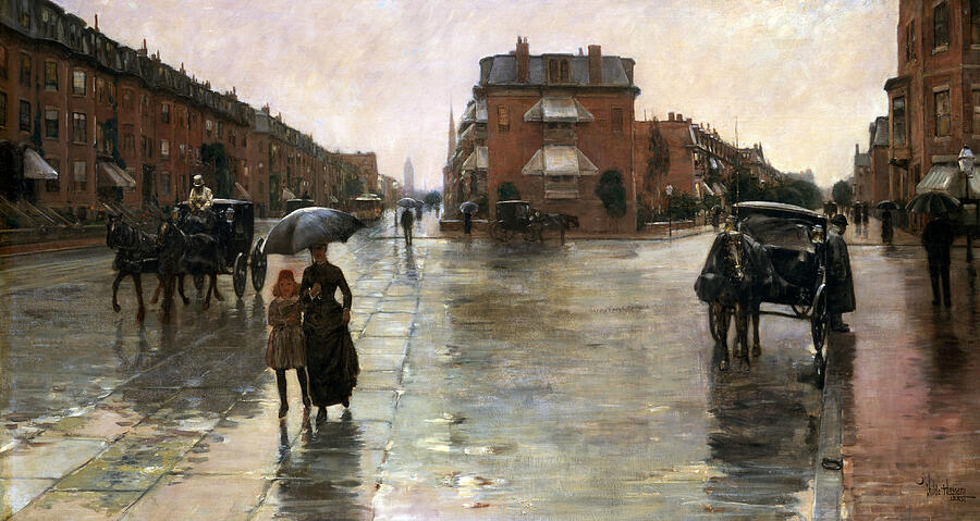 Rainy Day, Boston, from 1885 Painting by Childe Hassam