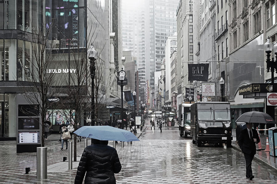 Boston Photograph - Rainy Day in Boston MA Washington Street by Toby McGuire