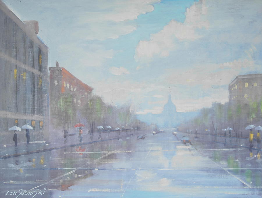 Rainy Day In D C Painting by Len Stomski