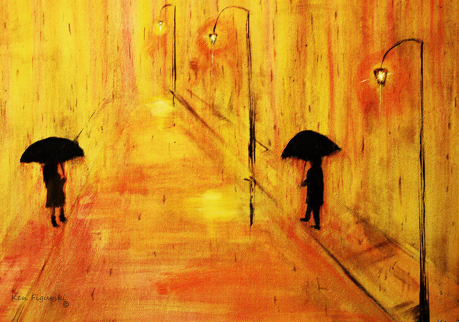 Rainy Day in Gold Painting by Ken Figurski