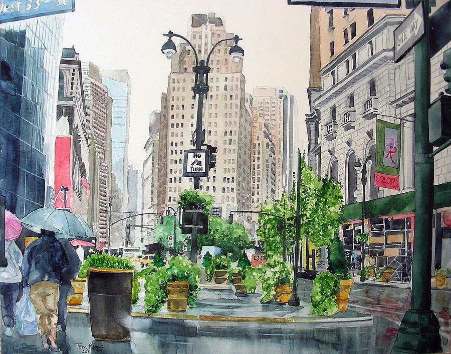 Rainy Day in New York Painting by Tom Riggs