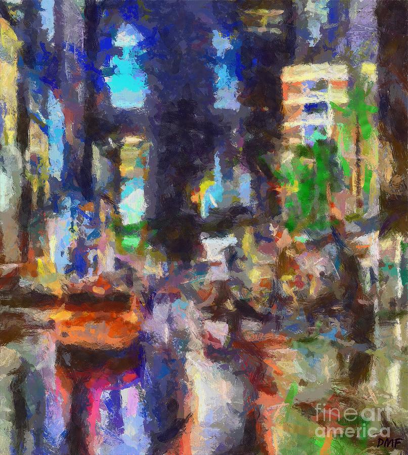 Rainy Day In Times Square Painting by Dragica  Micki Fortuna