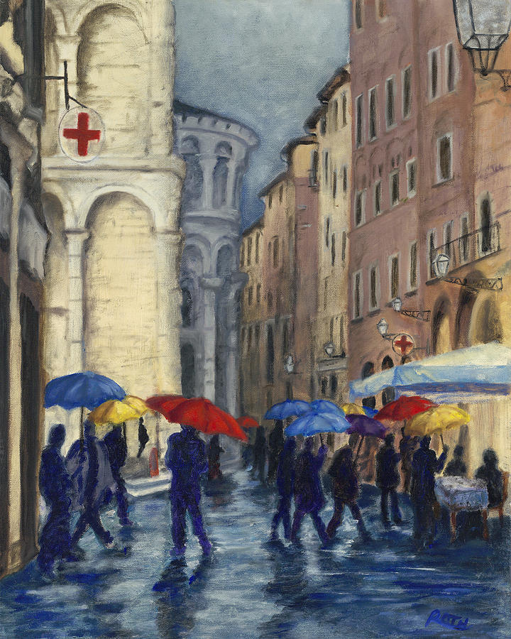Umbrella Painting - Rainy Day in Tuscany by Theresa Roth
