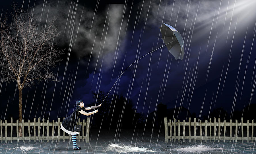 Umbrella Mixed Media - Rainy Day by Marvin Blaine