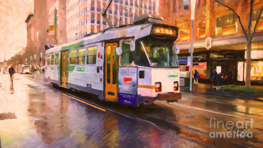 Rainy Day Melbourne Painting by Chris Armytage