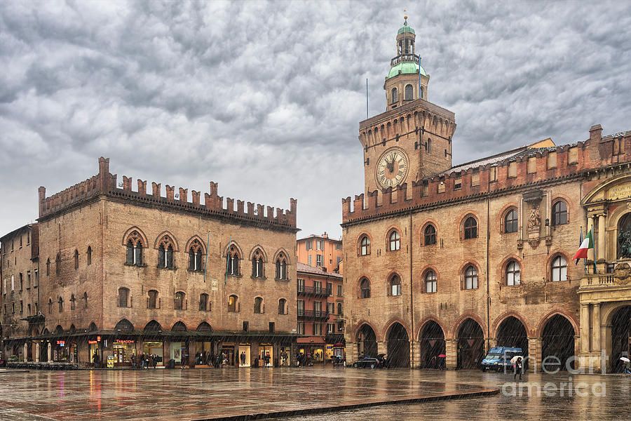 Rainy day on Piazza Maggiore Bolgna Photograph by Sophie McAulay