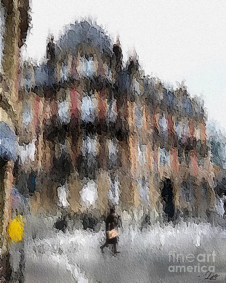 Architecture Painting - Rainy Day Walk by Linda Ouellette