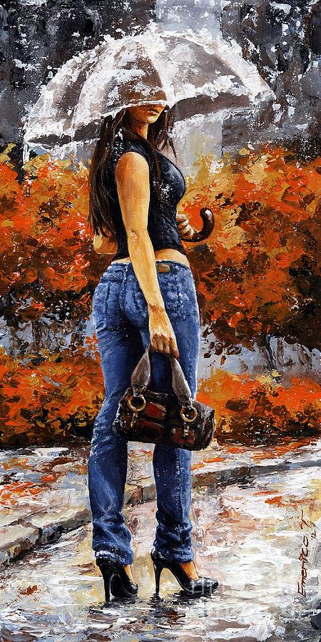 Rainy day - Woman of New York 14 Painting by Emerico Imre Toth