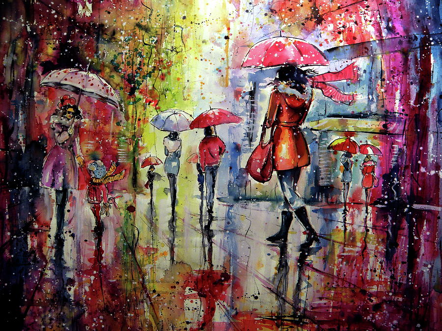 Rainy days again II cd Painting by Kovacs Anna Brigitta