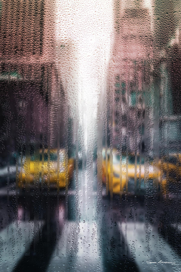 Rainy days in New York - The Yellow Taxicabs Digital Art by Serge Averbukh