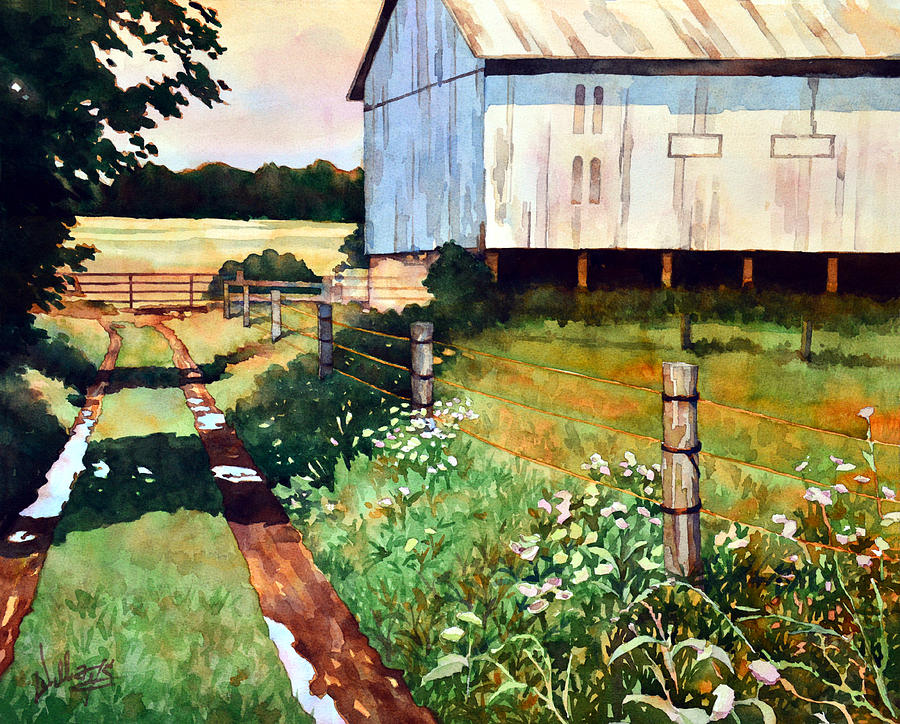 Rainy Farm Lane Painting by Mick Williams