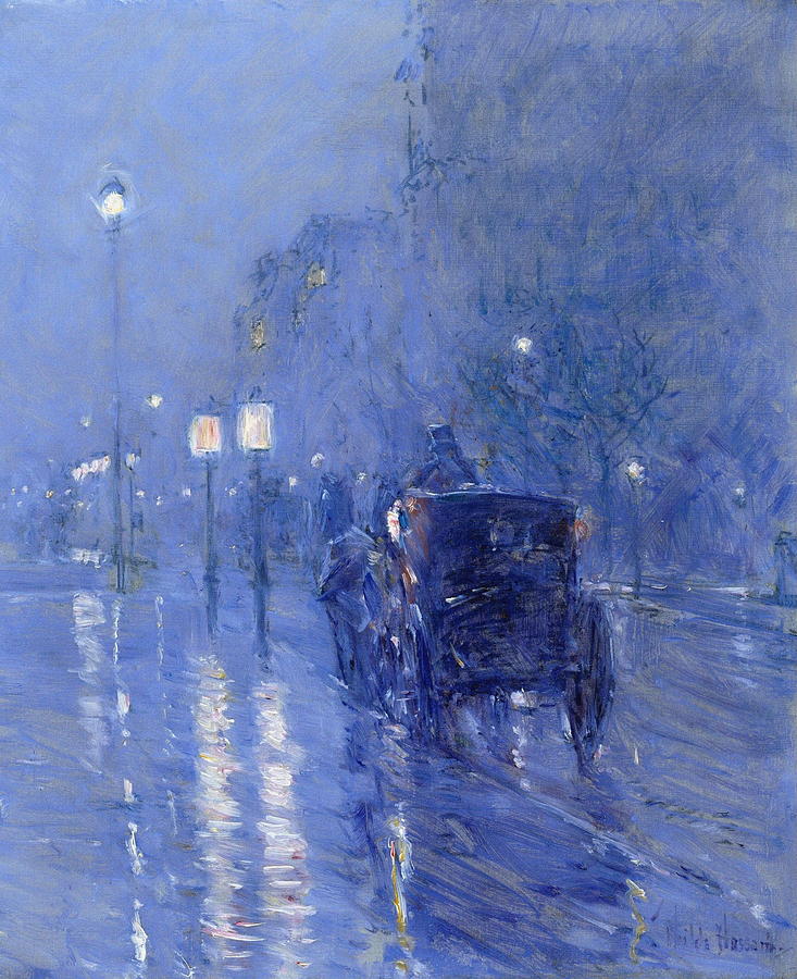 Architecture Painting - Rainy Midnight Late 1890s by Childe Hassam