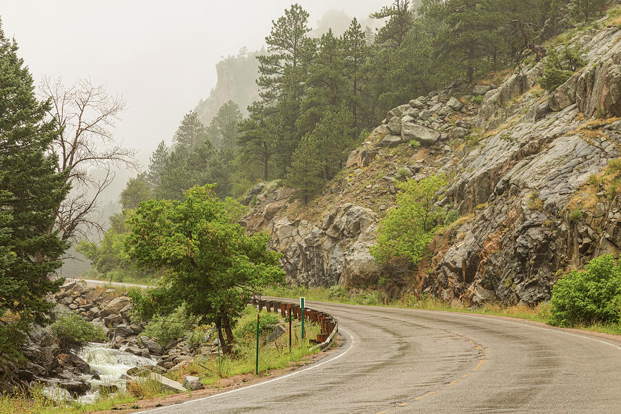 Rainy Misty Boulder Creek and Boulder Canyon Drive Photograph by James BO Insogna