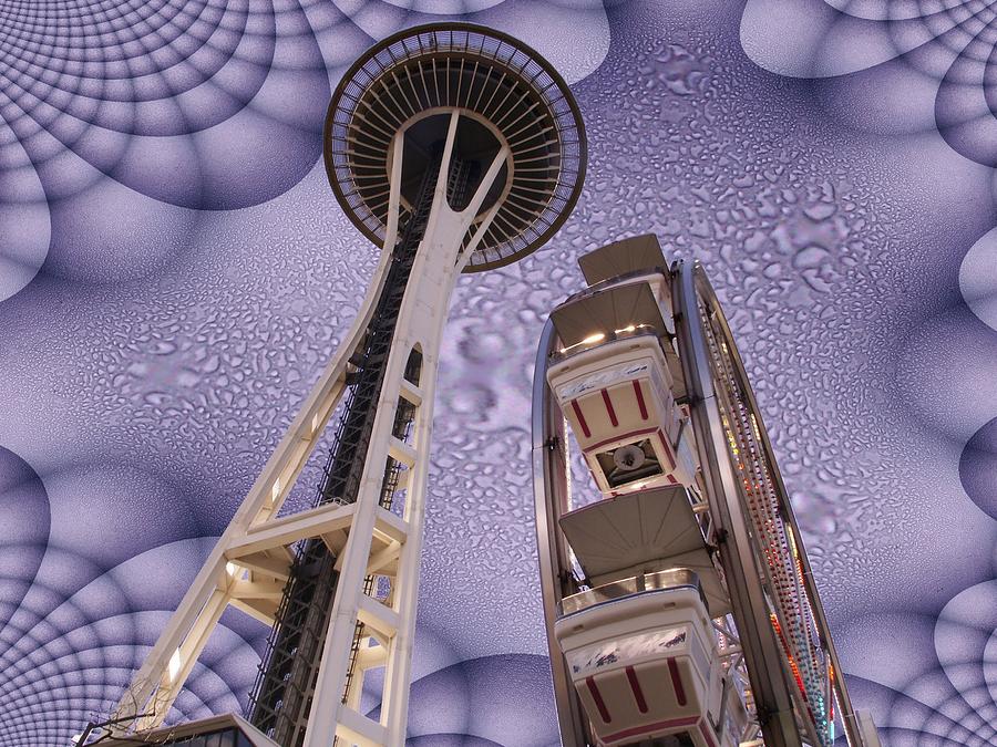Seattle Digital Art - Rainy Needle by Tim Allen