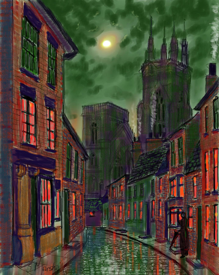 Rainy Night in Kirkgate Painting by Glenn Marshall