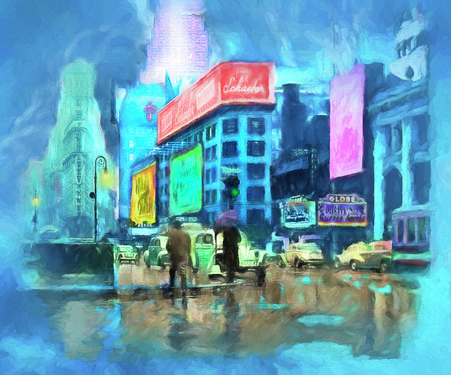 New York City Painting - Rainy Night In New York by Michael Cleere